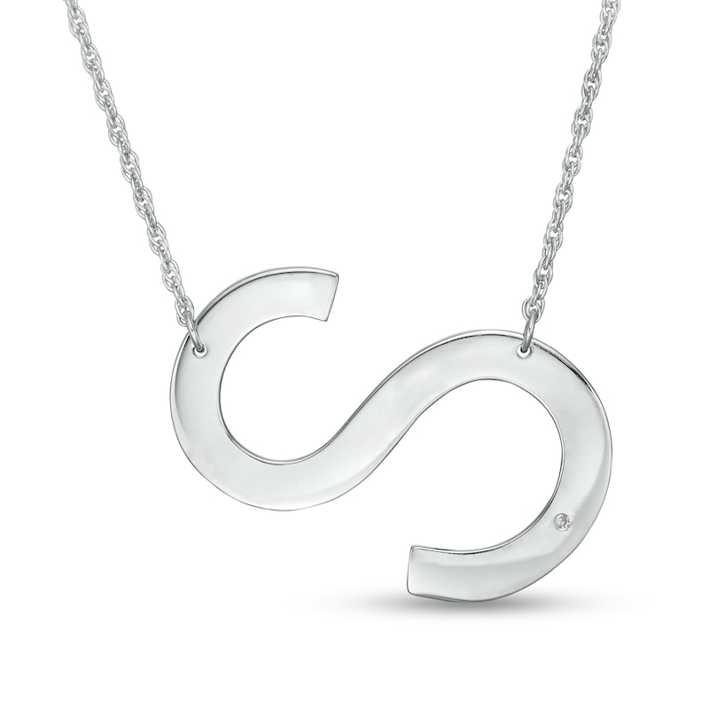Diamond Accent Uppercase Initial Necklace in Sterling Silver (1 Line)