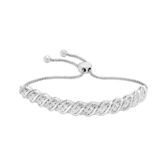 1/2 CT. T.w. Diamond Wave Bolo Bracelet in Sterling Silver - 9.5"