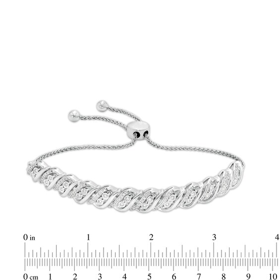 1/2 CT. T.w. Diamond Wave Bolo Bracelet in Sterling Silver - 9.5"