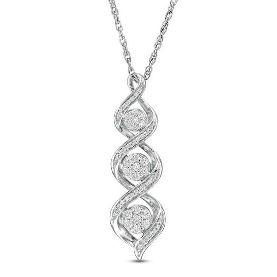 1/4 CT. T.w. Composite Diamond Spiral Twist Pendant in Sterling Silver