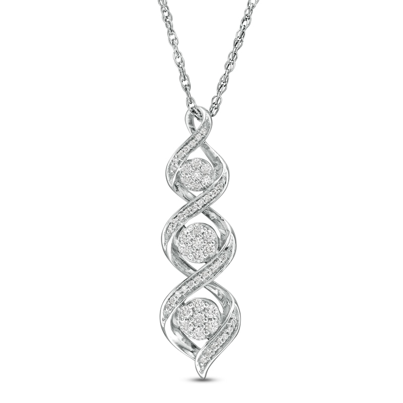 Main Image 1 of 1/4 CT. T.W. Composite Diamond Spiral Twist Pendant in Sterling Silver