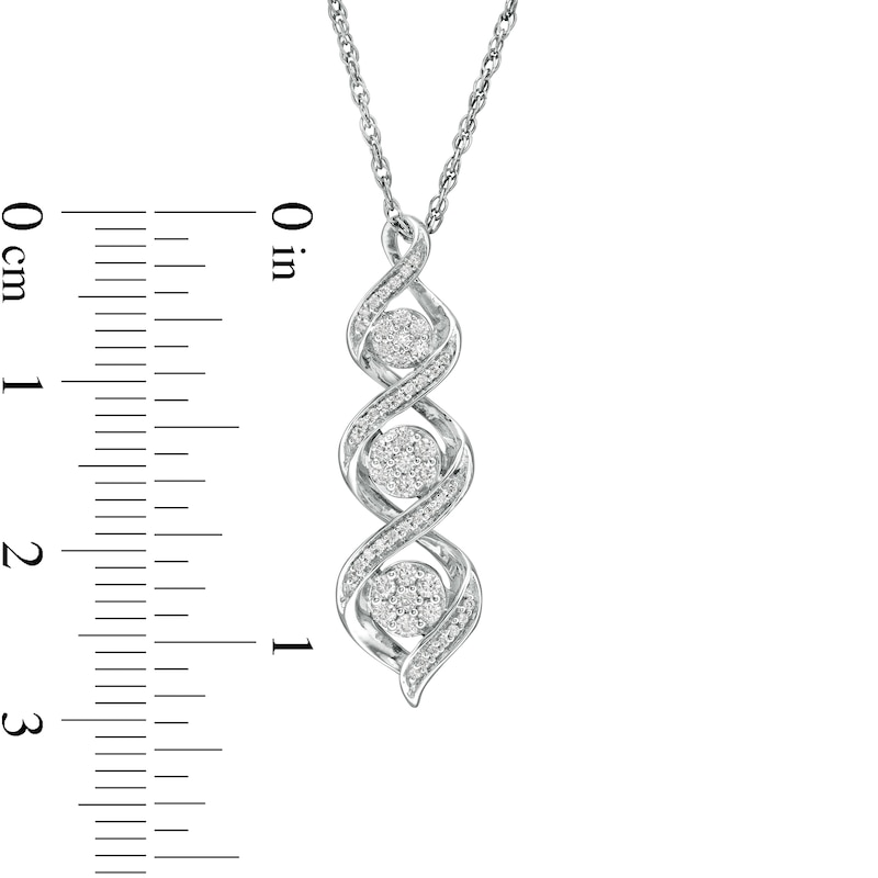 Main Image 3 of 1/4 CT. T.W. Composite Diamond Spiral Twist Pendant in Sterling Silver