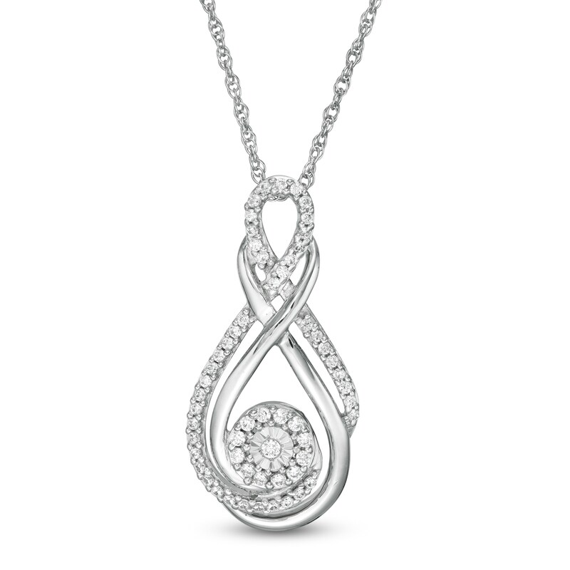 Main Image 1 of 1/4 CT. T.W. Diamond Curlicue Infinity Pendant in Sterling Silver