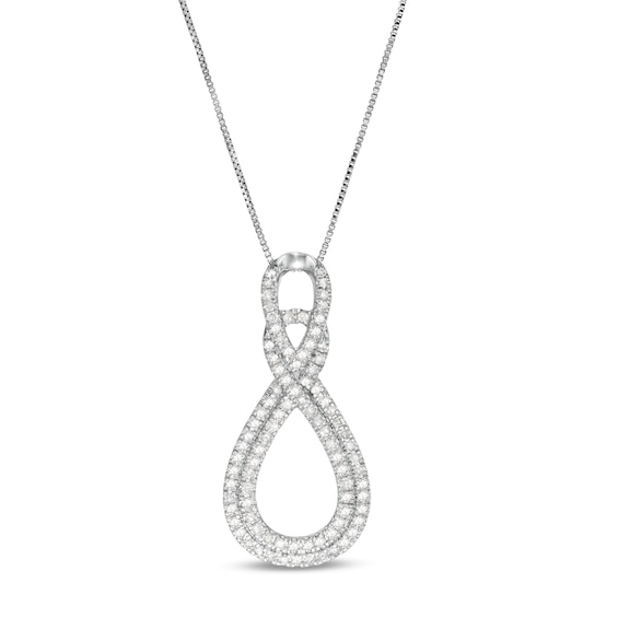 1/2 CT. T.w. Diamond Double Infinity Loop Pendant in 10K White Gold