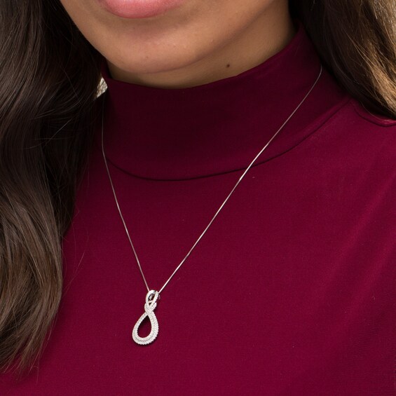 1/2 CT. T.w. Diamond Double Infinity Loop Pendant in 10K White Gold