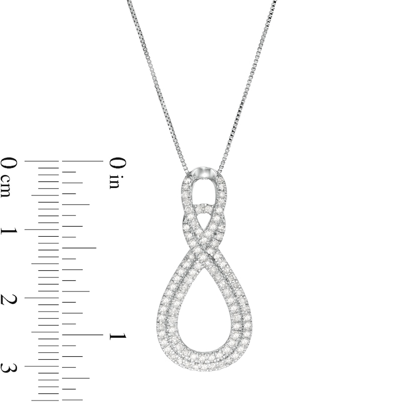 Main Image 3 of 1/2 CT. T.W. Diamond Double Infinity Loop Pendant in 10K White Gold