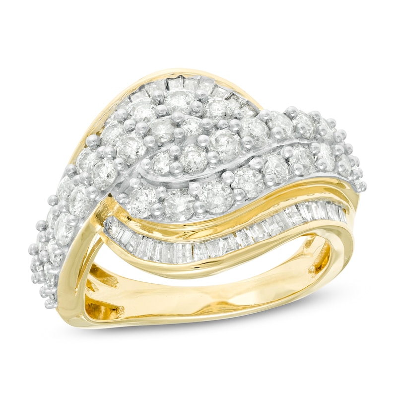 2 CT. T.W. Diamond Multi-Row Bypass Ring in 10K Gold