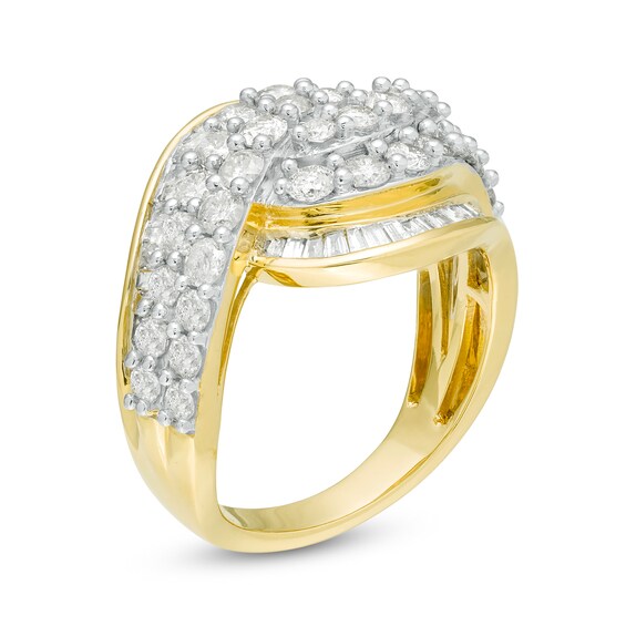2 CT. T.w. Diamond Multi-Row Bypass Ring in 10K Gold
