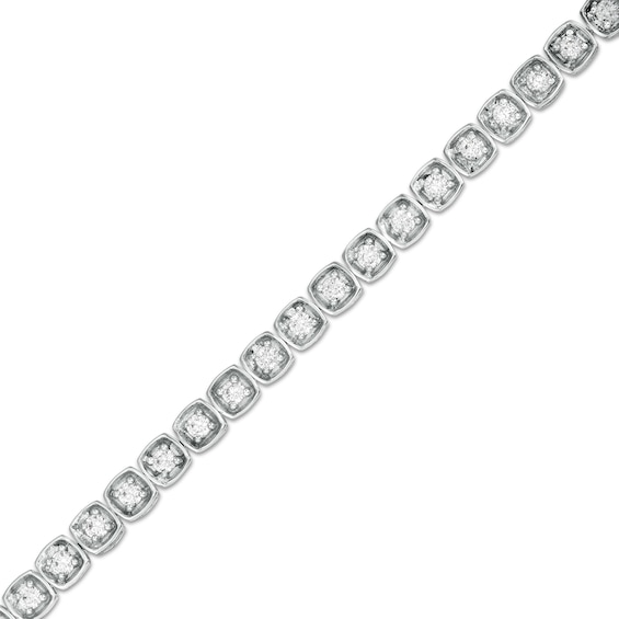 1 CT. T.w. Diamond Cushion Frame Tennis Bracelet in 10K White Gold