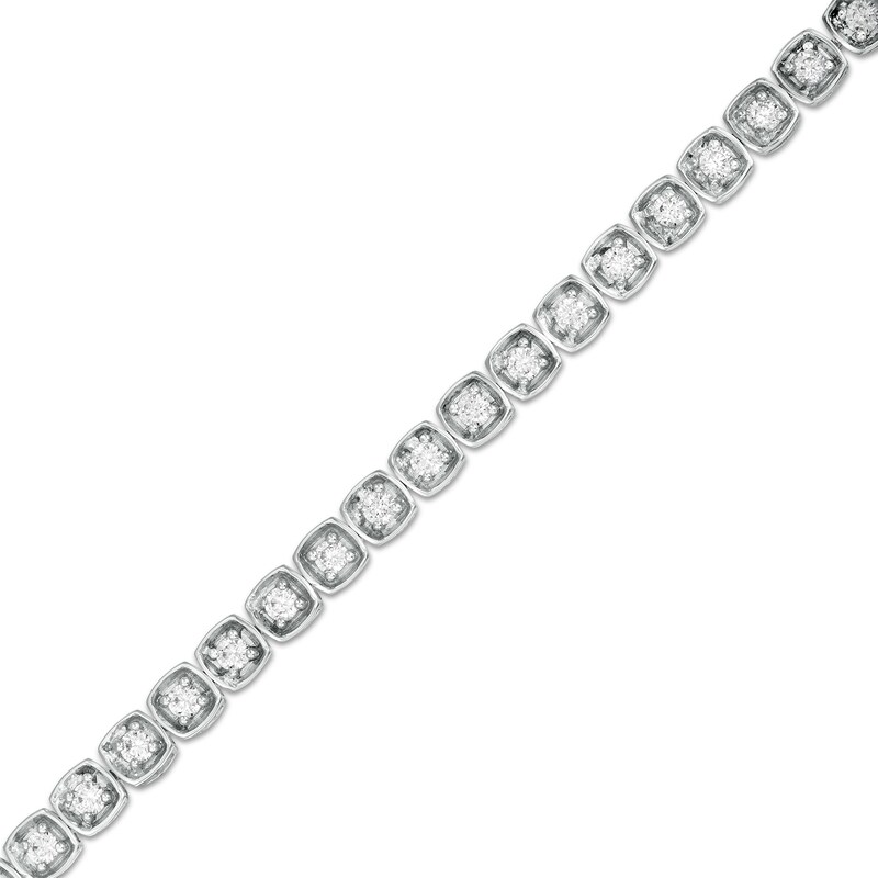 Main Image 1 of 1 CT. T.W. Diamond Cushion Frame Tennis Bracelet in 10K White Gold