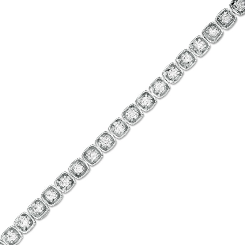 1 CT. T.W. Diamond Cushion Frame Tennis Bracelet in 10K White Gold