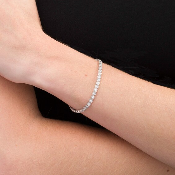 1 CT. T.w. Diamond Cushion Frame Tennis Bracelet in 10K White Gold