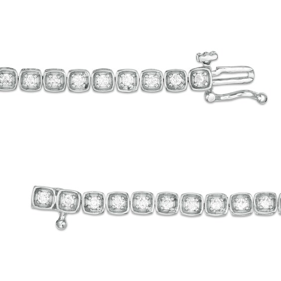 1 CT. T.w. Diamond Cushion Frame Tennis Bracelet in 10K White Gold