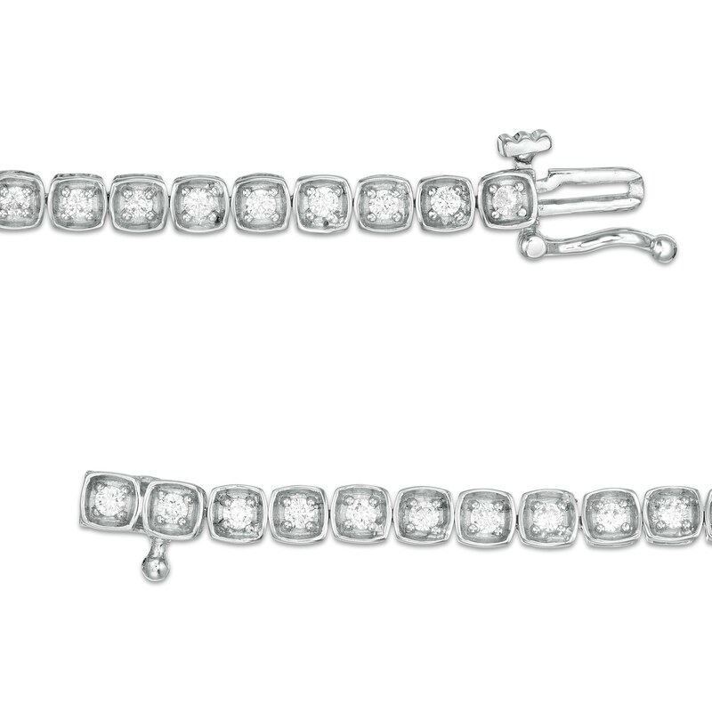 Main Image 3 of 1 CT. T.W. Diamond Cushion Frame Tennis Bracelet in 10K White Gold