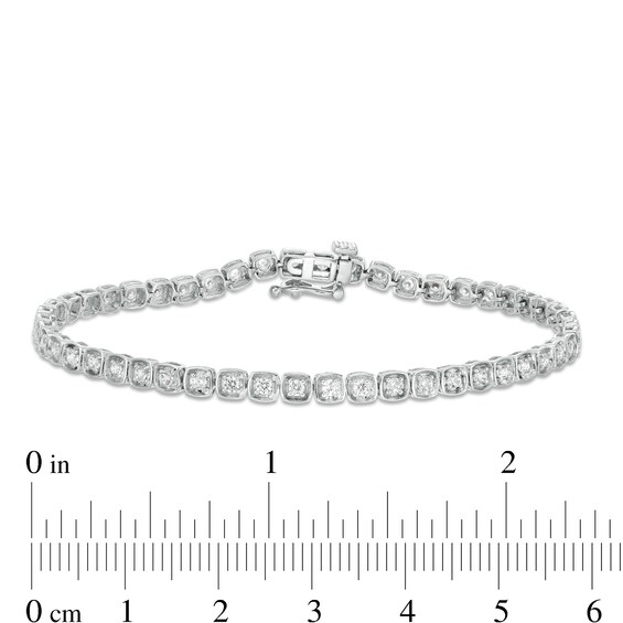 1 CT. T.w. Diamond Cushion Frame Tennis Bracelet in 10K White Gold