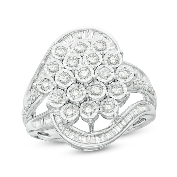 1 CT. T.w. Composite Diamond Bypass Ring in Sterling Silver