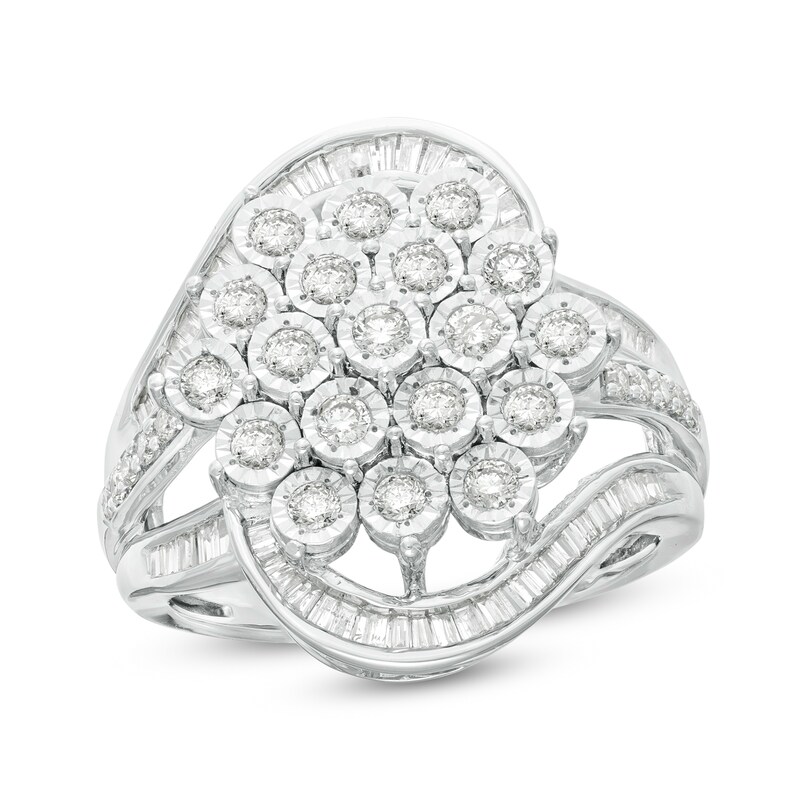 Main Image 1 of 1 CT. T.W. Composite Diamond Bypass Ring in Sterling Silver