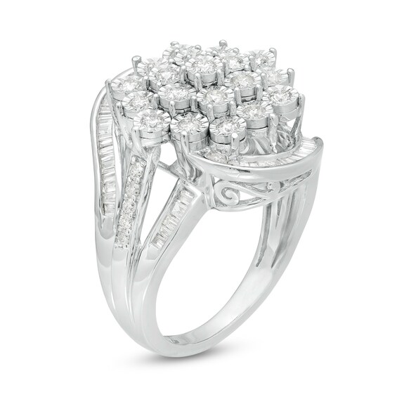 1 CT. T.w. Composite Diamond Bypass Ring in Sterling Silver