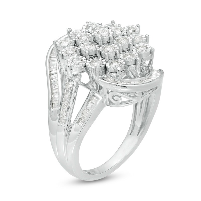 Main Image 3 of 1 CT. T.W. Composite Diamond Bypass Ring in Sterling Silver