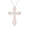 Thumbnail Image 1 of 3/4 CT. T.W. Diamond Flared Cross Pendant in 10K Two-Tone Gold
