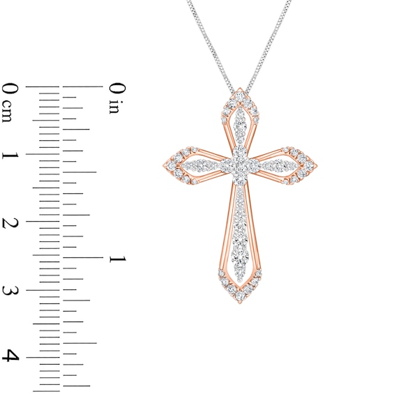 3/4 CT. T.w. Diamond Flared Cross Pendant in 10K Two-Tone Gold