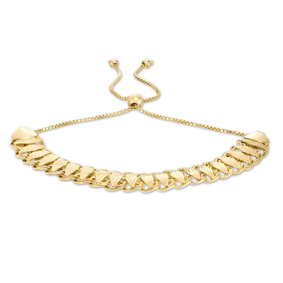 Diamond-Cut Ribbed Bolo Bracelet in Hollow 10K Gold - 10.5"