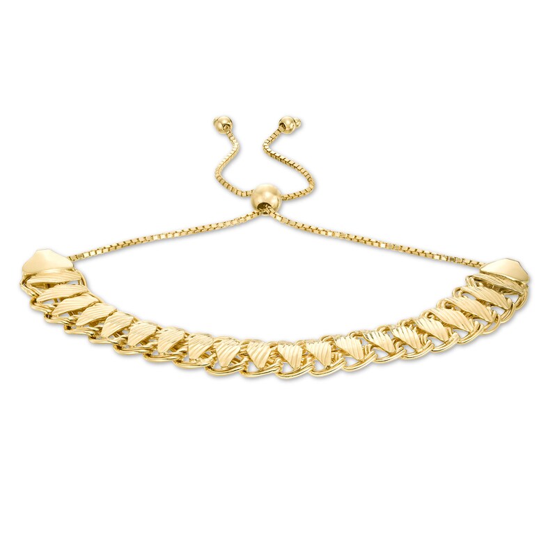 Main Image 1 of Diamond-Cut Ribbed Bolo Bracelet in Hollow 10K Gold - 10.5"