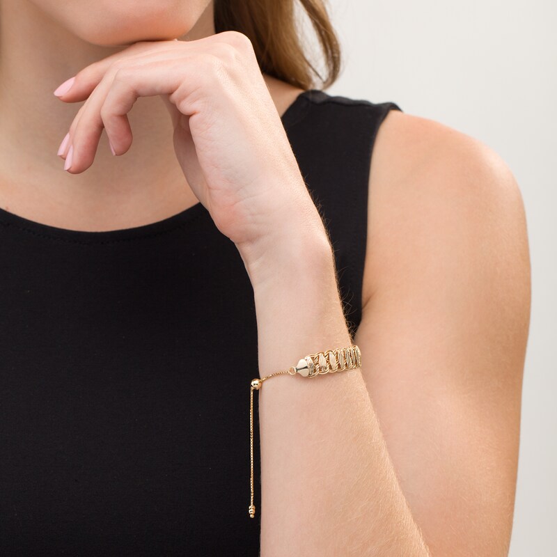 Main Image 2 of Diamond-Cut Ribbed Bolo Bracelet in Hollow 10K Gold - 10.5"
