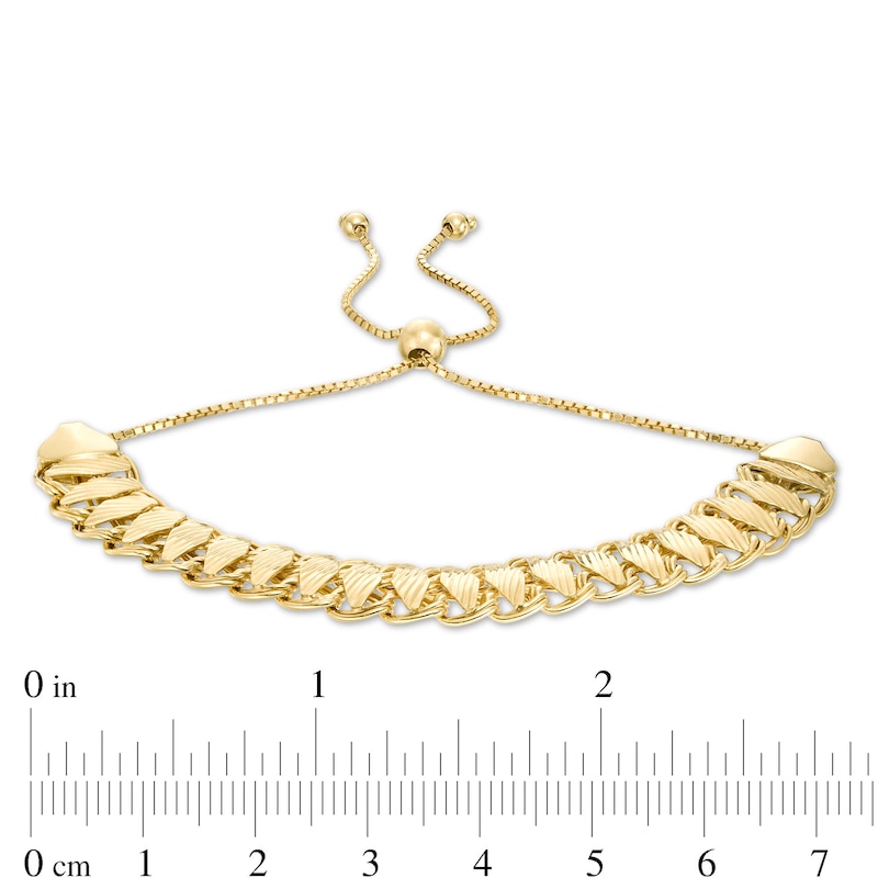 Main Image 3 of Diamond-Cut Ribbed Bolo Bracelet in Hollow 10K Gold - 10.5"