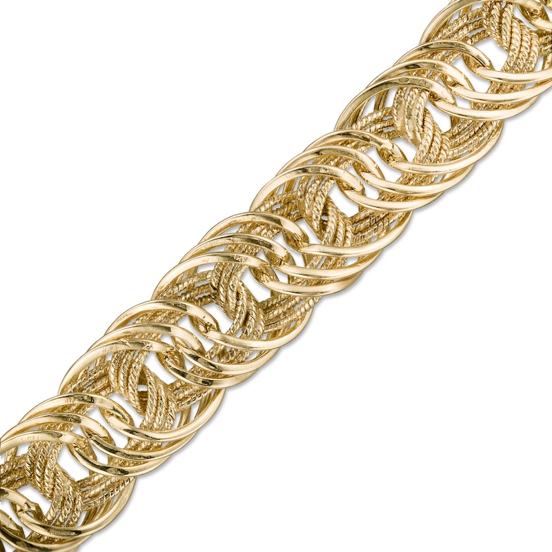 Main Image 1 of Hollow 13.0mm Rosetta Chain Bracelet in 10K Gold - 7.5"