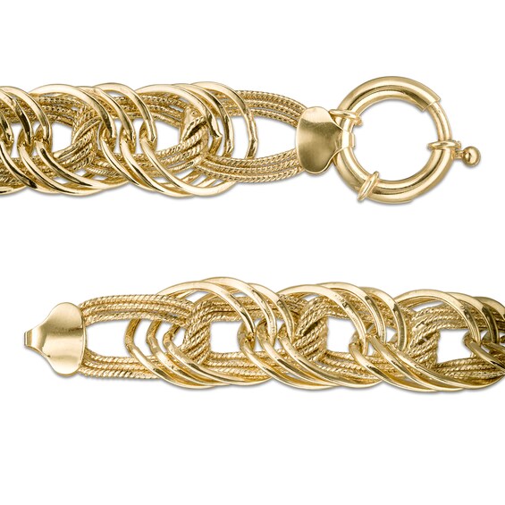 Hollow 13.0mm Rosetta Chain Bracelet in 10K Gold - 7.5"