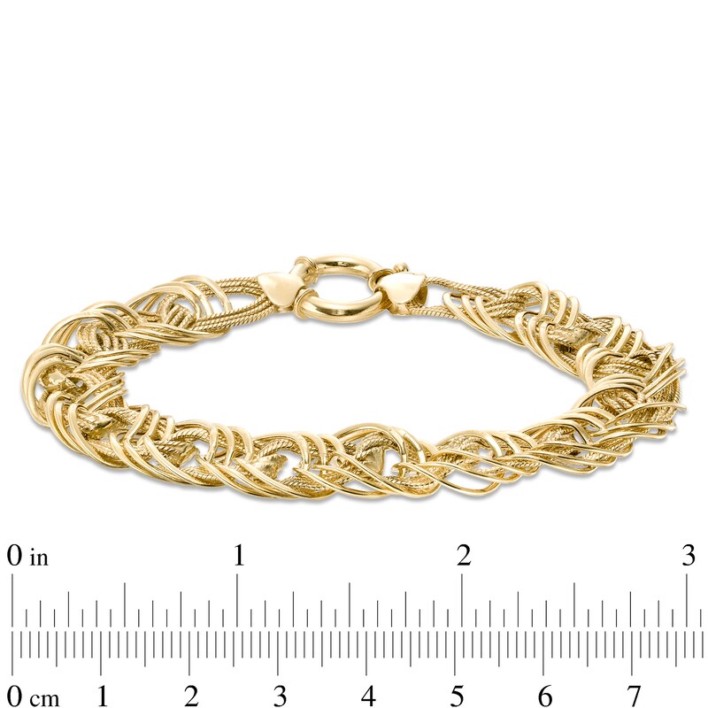 Main Image 4 of Hollow 13.0mm Rosetta Chain Bracelet in 10K Gold - 7.5"