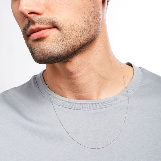 Made in Italy 1.0mm Adjustable Singapore Chain Necklace in 14K White Gold - 22"