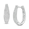 Thumbnail Image 1 of 1 CT. T.W. Diamond Oval Graduated Hoop Earrings in Sterling Silver
