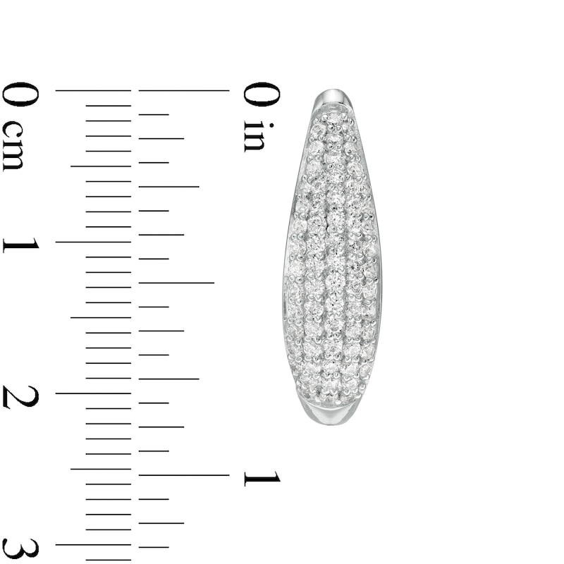 Main Image 3 of 1 CT. T.W. Diamond Oval Graduated Hoop Earrings in Sterling Silver