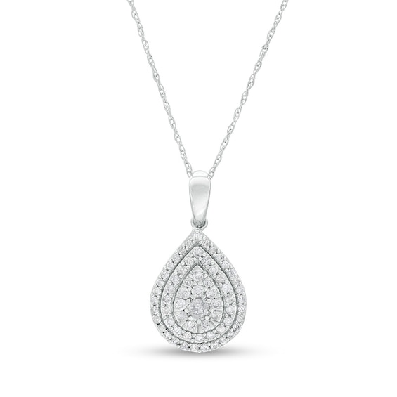 1/2 CT. T.w. Composite Diamond Double Teardrop Frame Pendant in 10K White Gold