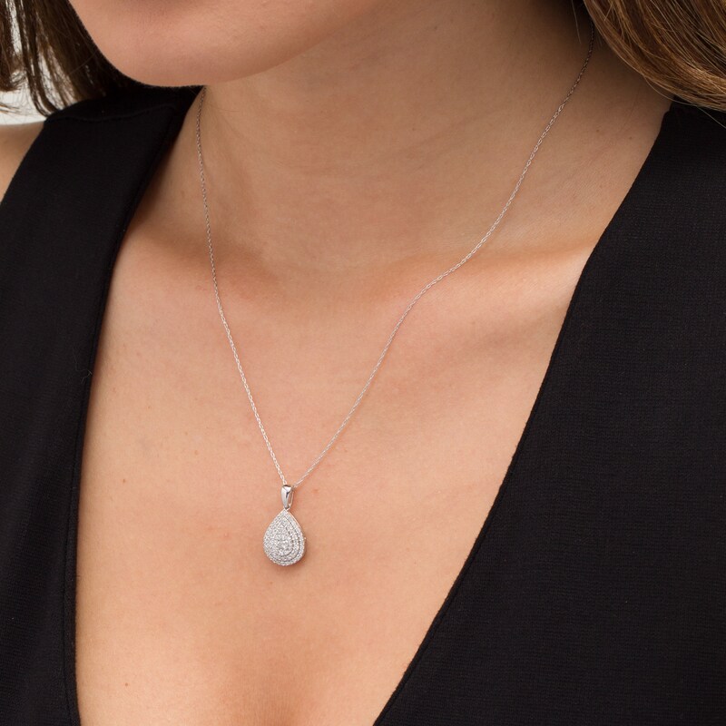 Main Image 2 of 1/2 CT. T.W. Composite Diamond Double Teardrop Frame Pendant in 10K White Gold