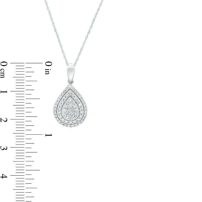 Main Image 3 of 1/2 CT. T.W. Composite Diamond Double Teardrop Frame Pendant in 10K White Gold