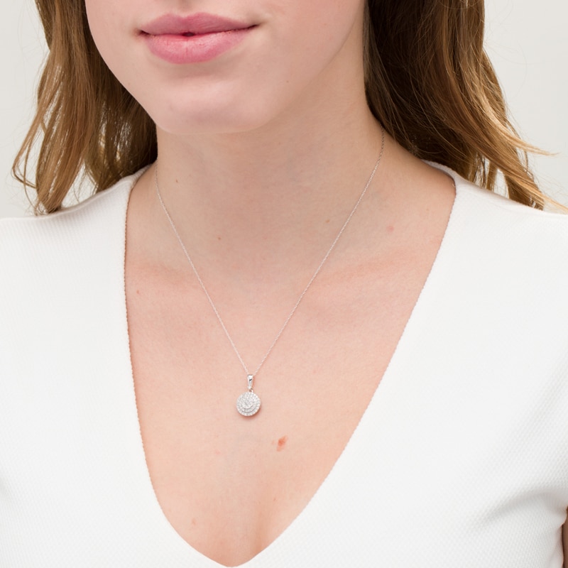 Main Image 2 of 1/2 CT. T.W. Composite Diamond Double Frame Pendant in 10K White Gold