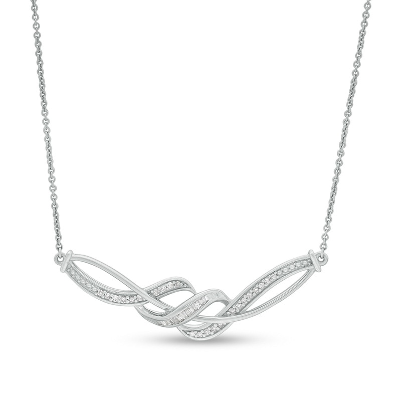 1/5 CT. T.W. Diamond Twist Necklace in Sterling Silver
