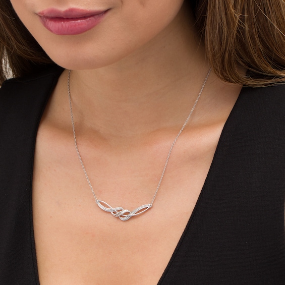1/5 CT. T.w. Diamond Twist Necklace in Sterling Silver