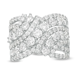 3 CT. T.W. Diamond Bypass Multi-Row Ring in 10K White Gold