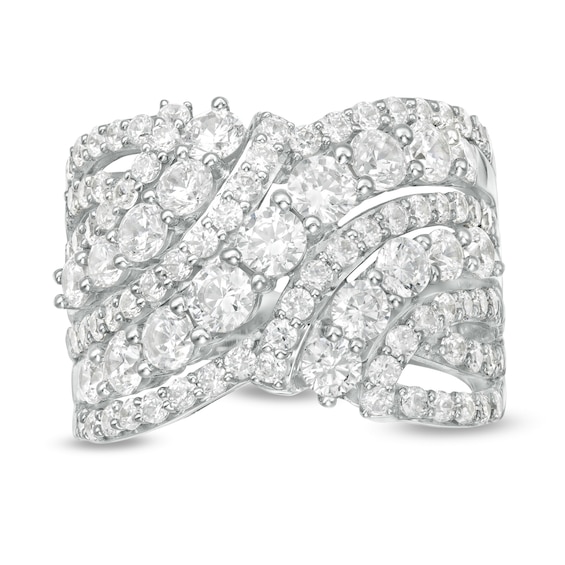 3 CT. T.w. Diamond Bypass Multi-Row Ring in 10K White Gold