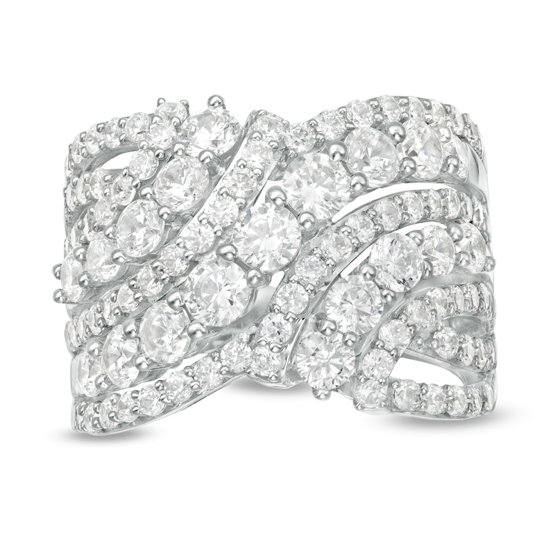 Main Image 1 of 3 CT. T.W. Diamond Bypass Multi-Row Ring in 10K White Gold