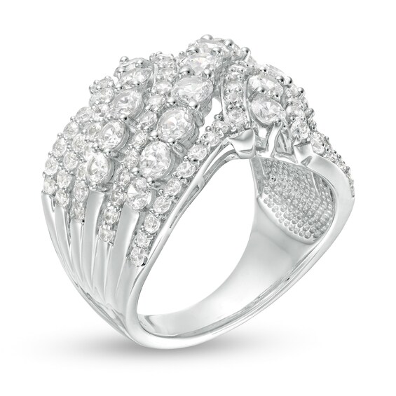 3 CT. T.w. Diamond Bypass Multi-Row Ring in 10K White Gold