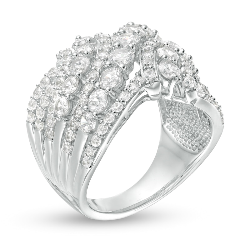 Main Image 3 of 3 CT. T.W. Diamond Bypass Multi-Row Ring in 10K White Gold