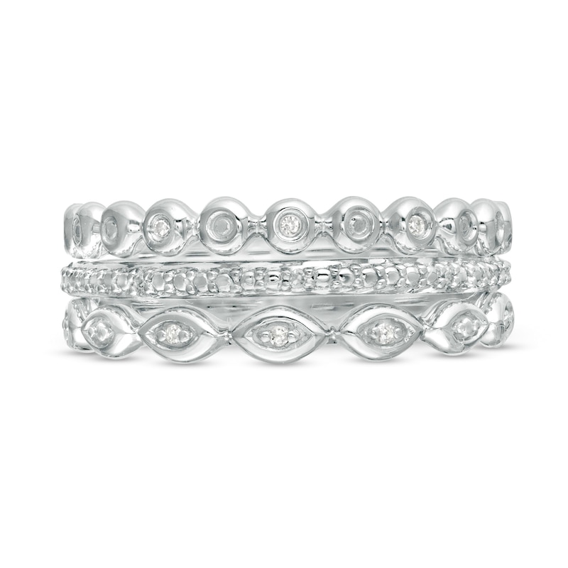 Main Image 4 of Diamond Accent Three Piece Stackable Band Set in 10K White Gold
