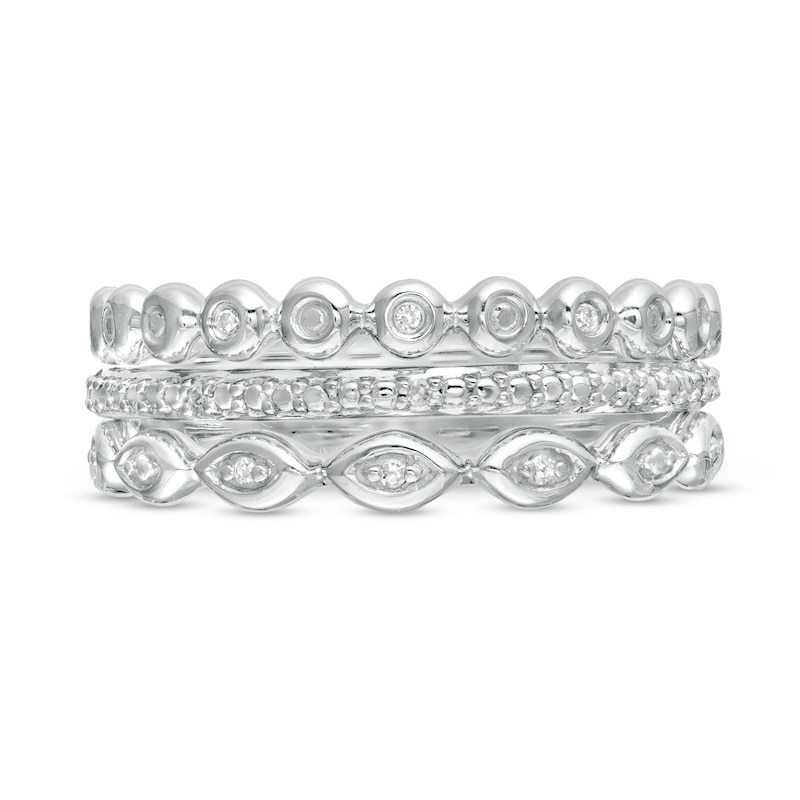 Diamond Accent Three Piece Stackable Band Set in 10K White Gold