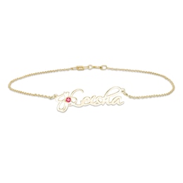 Birthstone and Script Name Anklet (1 Stone and Line)