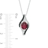 Thumbnail Image 2 of Oval Garnet and 1/10 CT. T.W. White and Black Diamond Bypass Frame Pendant in Sterling Silver
